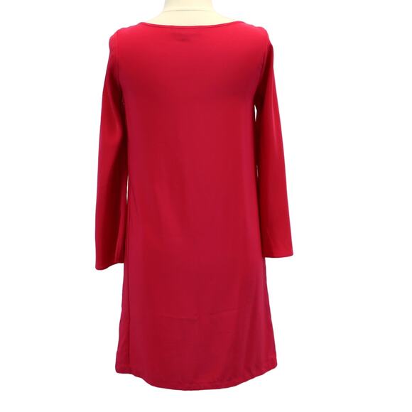 Donna Ricco Womens 6 Slit Sleeve Crepe Fuchsia Bright Pink Mini Shift Dress - Picture 3 of 10
